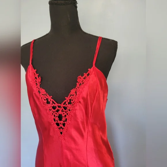 Frederick's Of Hollywood Womens Red Slip Satin Dress L - Picture 2 of 8
